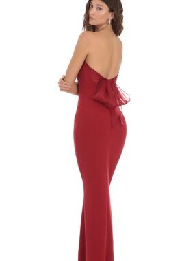 Lucy in the Sky Crimson Strapless Bow-Back Gown NWT